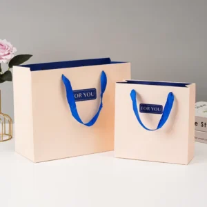 Customized Logo-Printed White Card Paper Gift Bags and Cowhide Handbags
