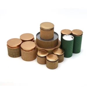 Customized Logo Printing Cardboard Box, Round Paper Tube with Metal Tin Lid for Craft Use
