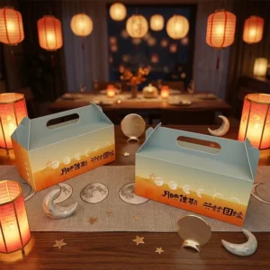 Customized Mooncake Paper Box with Matte Lamination and Handle