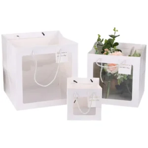 Customized Paper Bags Gift Custom Luxurious Square Transparent Window Decorations Baking Shopping