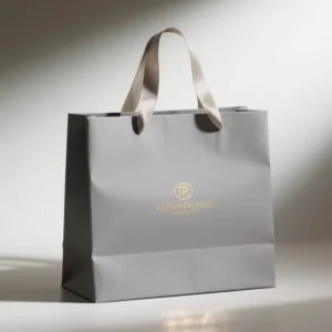 Customized Paper Tote Bags in Green and Gray with Offset Printing and Ivory Plate for Shoes, Apparel, Ties, and Gifts