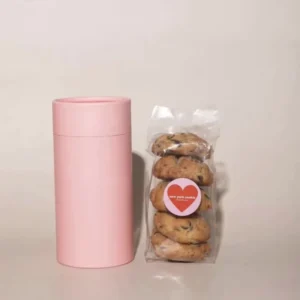 Customized Pink Food-Grade Cylinder Biscuit Paper Canister with Clear Window