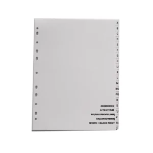 Customized Plastic A to Z A4 Size 11 Hole Plastic Index Dividers for 3 Ring Binder