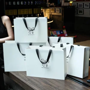 Customized Print Luxury Gift Paper Shopping Bag Packaging Paper Bags with Your Own logo for Clothing Small Business