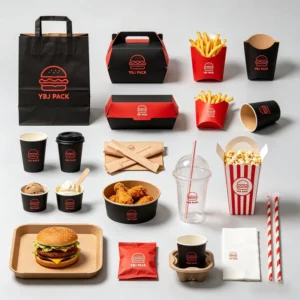 Customized Printed Biodegradable Takeaway Box for Burgers, French Fries, Fried Chicken, Hot Dogs, and Sandwiches