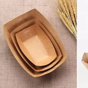 Customized Printed Eco Friendly Disposable Kraft Paper Paperboard French Fries Box Biodegradable Food Packaging Hot Dog Tray