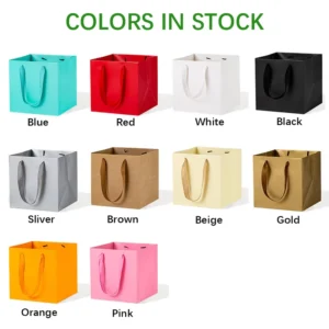 Customized Printed Gift Paper Bag With Handle, Biodegradable Kraft Paper Packaging Bag for Shopping, Parties, and Gifts