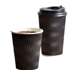 Customized Printed Logo Eco Friendly Brown Kraft Disposable Paper Coffee Cup With Lid