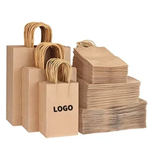 Customized Printed Recyclable Kraft Paper Bags for Shopping, Clothing, Gifts, and Food Takeout with Hand Length Handle 100