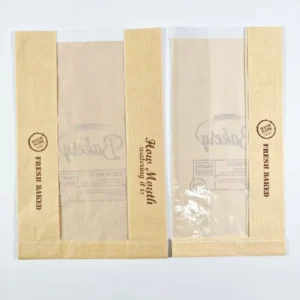Customized Printed Side-Gusset Food-Grade Biodegradable Kraft Paper Bag with Window for Bread