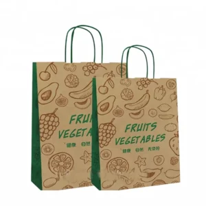 Customized Recyclable Food-Grade Kraft Paper Shopping Bags with Flexiloop Handles and Logo Printing for Clothing