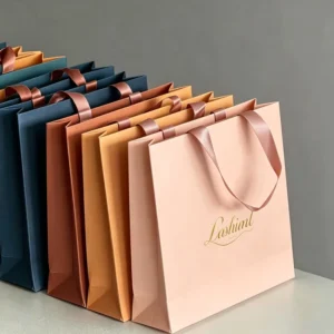 Customized Recyclable Kraft White Card Tote Bag with High-Toughness Paper Screen-Printed Design and Handle