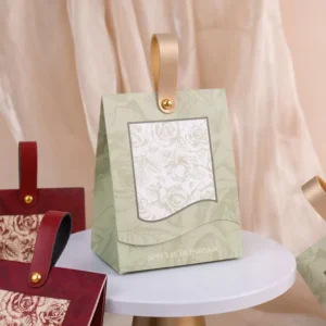 Customized Recyclable Paper Wedding Favor Bag with Digital Printing Magnetic Closure Lamination and Ribbon Cord
