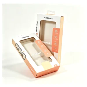 Customized Recyclable Rigid Paper Box for 17/16/15 Mobile Phone Case with Sponge Lining Hanging Hole and Window Display