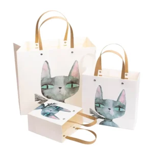 Customized Recycled Kraft Paper Takeaway Bag with Handle for Food and Clothing