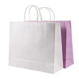 Customized Recycled White and Brown Kraft Paper Shopping and Takeaway Bags with Handle