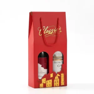 Customized Red Wine Packaging Hot Stamping Corrugated Gift Box Double Tube Red Wine Window Paper Box