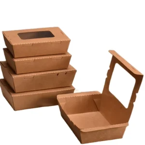 Customized Restaurant Takeout Box Fast Food Container Packaging Box Brown Kraft Snack Food Paper Lunch Box