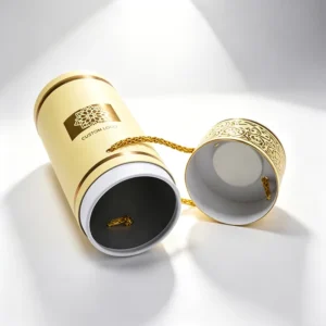 Customized Round Paper Tube Recyclable Rigid Paper Packaging with Foil Stamping for Perfume Fragrance Packaging