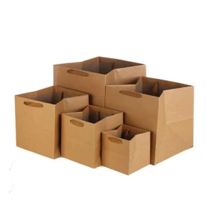 Customized Square Bottom Paper Bag Kraft Large Square Bottom Paper Gift Bags With Handles
