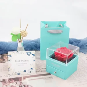 Customized Valentine Necklace Jewelry Box with Eternal Rose Gift Box