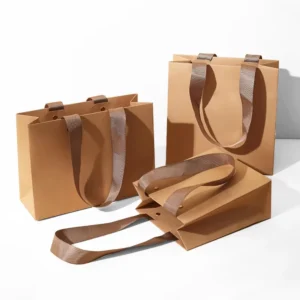 Customized White 230gsm Kraft Paper Bag for Takeaway Foods and Gifts with Printed Logo