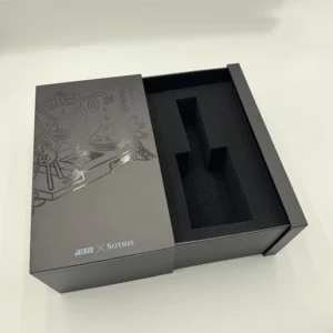 Customized Wine Bottle Gift Box with Drawer, Paper Packaging with Gold Logo
