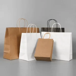 Customized logo Biodegradable Brown White Shirt Ornament Shopping Kraft Paper Bag
