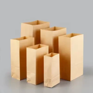 Customized logo Food Grade square Bottom Takeaway Paper Bag Recyclable Brown Kraft Paper Bag Without Handle