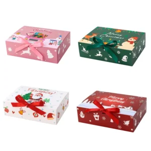Cute Cartoon Pattern Flip-Top Christmas Square Paper Gift Box