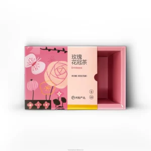 Cute Floral Printed Rigid Square Paper Box With Divider Inner for Flower Tea Packaging