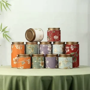 Decorative Flower Pattern Metal Canister Scented Tea Snack Food Storage Box Food Grade Paper Tube