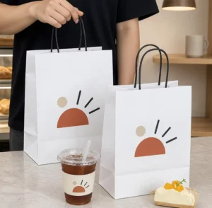 Degradable Paper Shopping Bags with Handles, Custom Print, Eco Packaging for Retail, Boutique and Gift Use