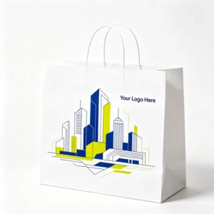 Die-Cut Handle Disposable White Card Retail Bag for Books, Stationery, Museums, and Merchandise Packaging