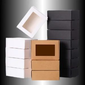 Direct Manufacturer Custom White/Black Cardboard Kraft Paper Round Window Box for Candy, Cookies, and Soap (PVC Window)