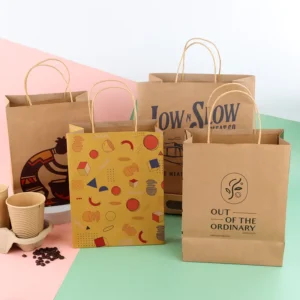 Direct Supply Thickened Brown Kraft Takeaway Food Packaging Bakery Restaurant Grocery Square Bottom Paper Bag Bulk