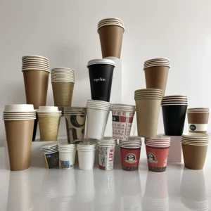 Disposable 4 8 9 10 12 oz Biodegradable Paper Cups Printed Logo Single Wall Hot Drink Cups Parties Takeaways Weddings Office Use