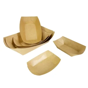 Disposable 4oz, 6oz, and 10oz Waterproof Oilproof Kraft Paper Snack and Barbecue Boat Basket Food Holder