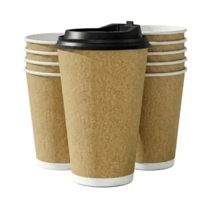 Disposable 8 22 oz Double Wall Paper Coffee Cups with Plastic Lids Anti scald Leak proof To Go Hot Cold Beverage Drinks Cups