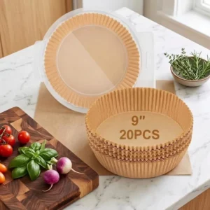 Disposable Air Fryer Liners, 100% Virgin Wood Pulp Silicone-Coated Greaseproof Baking Paper, OEM ODM Custom Logo