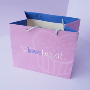Disposable Art Paper Takeaway Bags with Handles, Water and Grease Resistant, Biodegradable, Food Grade, Custom Printed