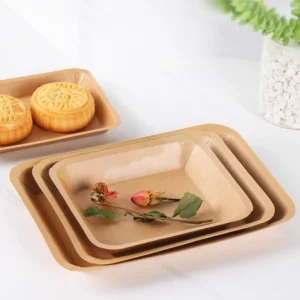 Disposable Biodegradable Kraft Paper Water-Coated Food Boat Tray