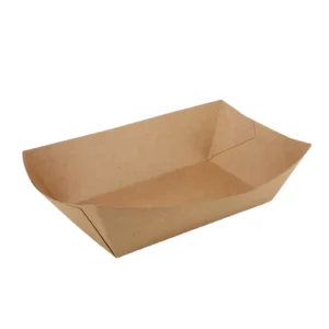 Disposable Brown Kraft Paper Boat Food Serving Tray for Nachos, Tacos, BBQ, and Fries