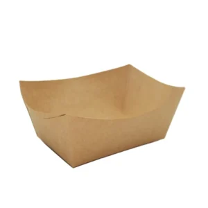 Disposable Brown Kraft Paper Boat Tray with UV Coating for Fruits, Snacks, Sushi, and Noodles from Suppliers