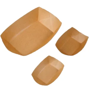 Disposable Brown Kraft Paper Food Serving Tray for Nachos, Tacos, BBQ, and Fries