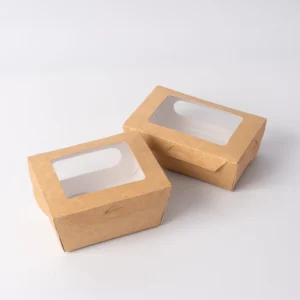 Disposable Brown Kraft Paper Food Tray with Clear Window for Chips and Fried Food