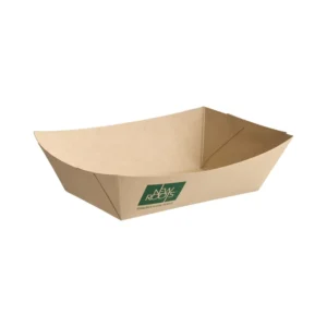 Disposable Brown Kraft Paper Food Trays Eco Friendly Greaseproof Boat Tray Box for Fast Food Takeaway Fried Chicken
