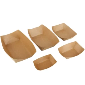 Disposable Brown Kraft Paper Serving Tray for Nachos, Tacos, BBQ, and Fries