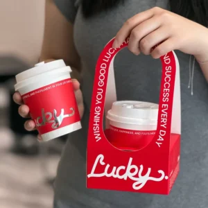 Disposable Coffee Cups with Lids for Commercial Takeaway Hot Drinks with Silver Foil Stamping
