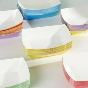 Disposable Colorful Folding Paper Boat Food Tray